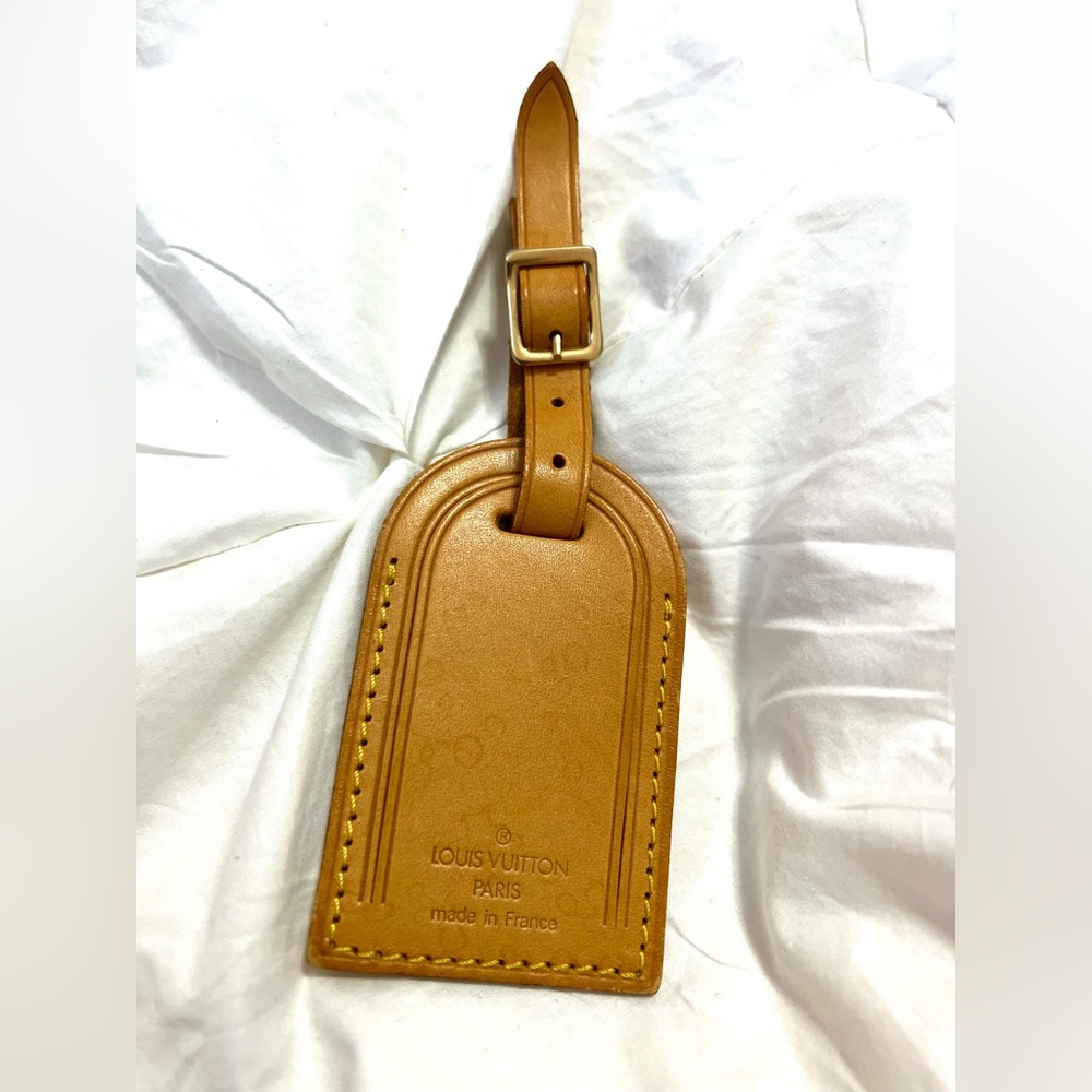 Louis Vuitton Vachetta Luggage Tag Travel Small Leather Goods SLG Authentic
